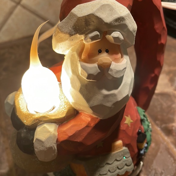 Vintage Ceramic Christmas Santa Holding A Candle Electric Lights Up Candle - Picture 14 of 16